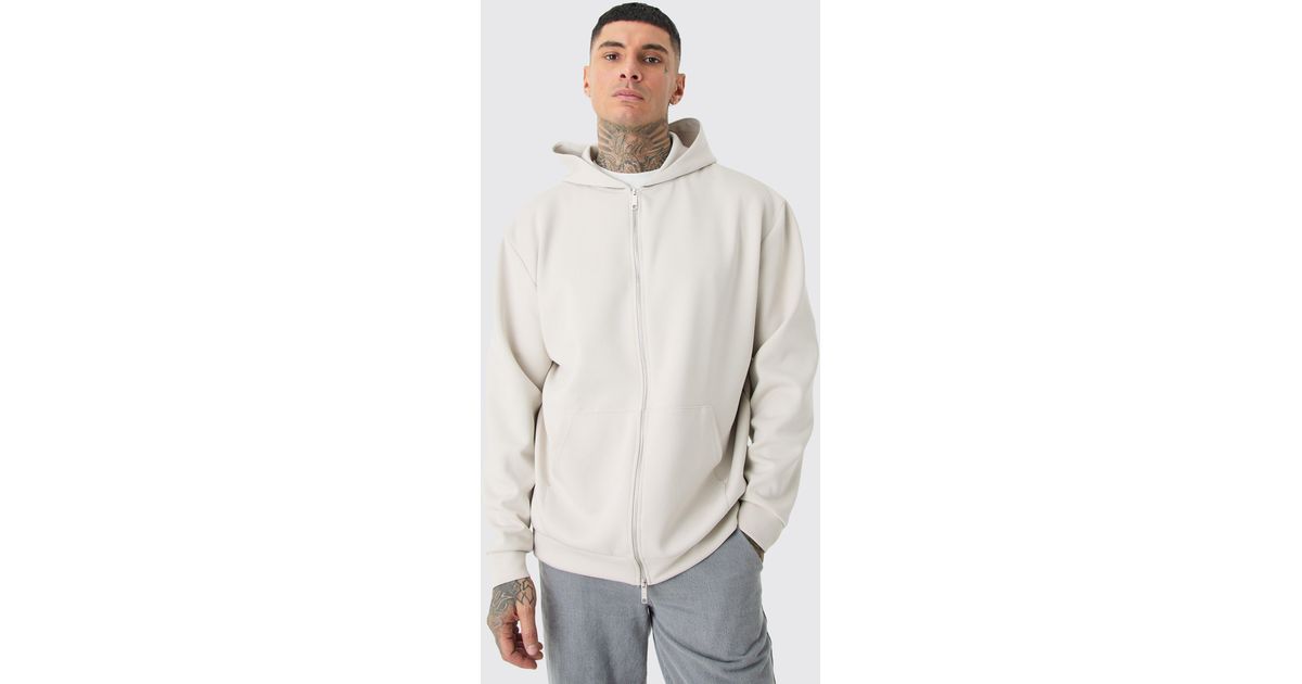 Oversized Zip Through Bonded Scuba Hoodie