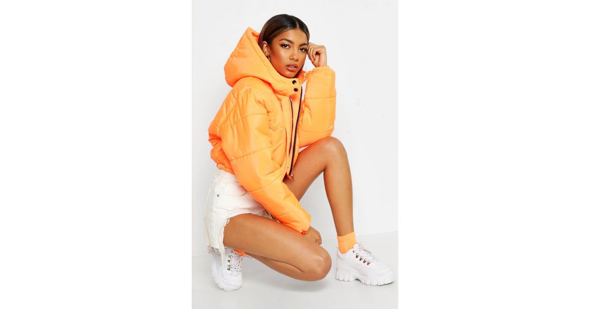 Boohoo Crop Hooded Puffer Jacket in 