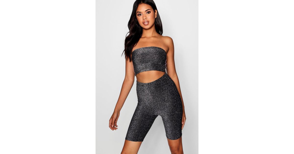 black sparkly cycling shorts