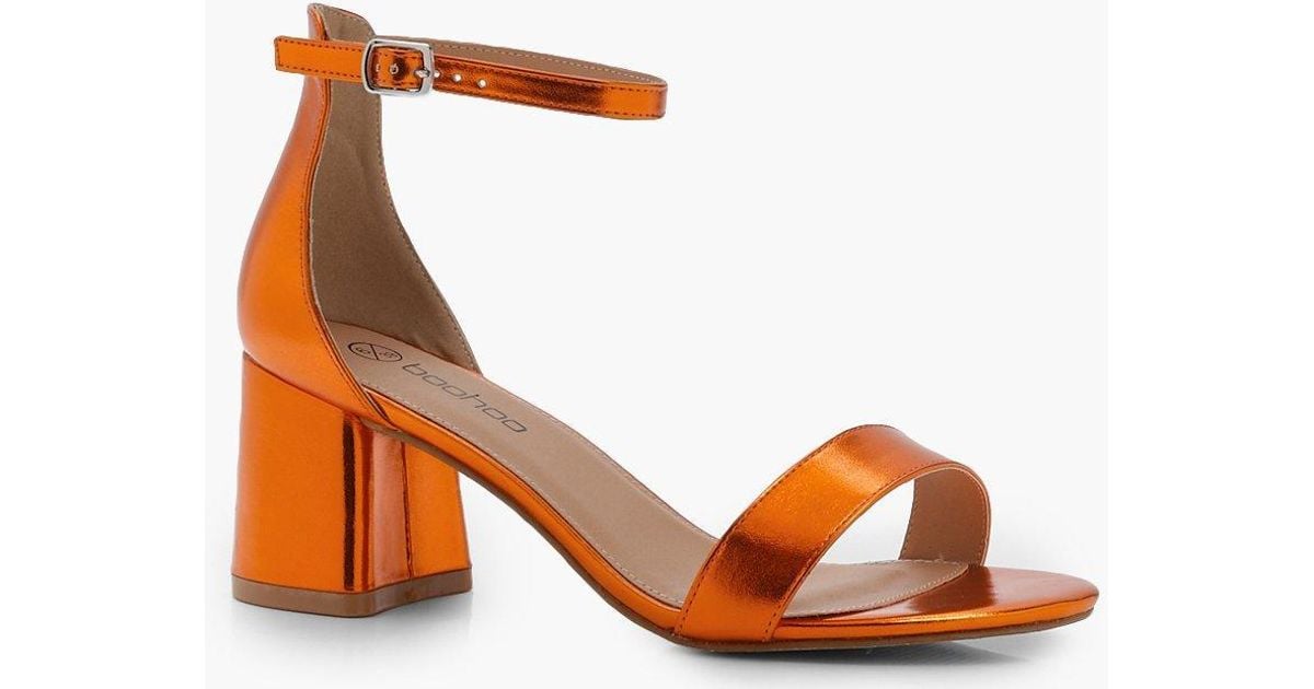 metallic orange heels