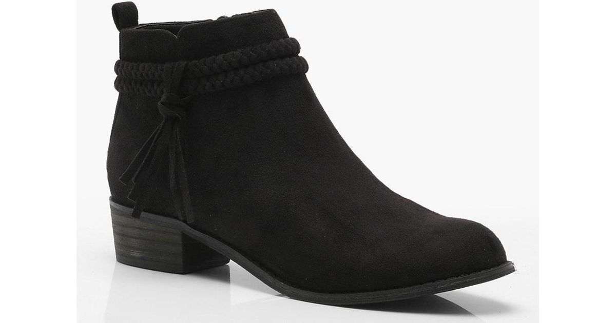 Plaited Strap Pull On Ankle Boots 