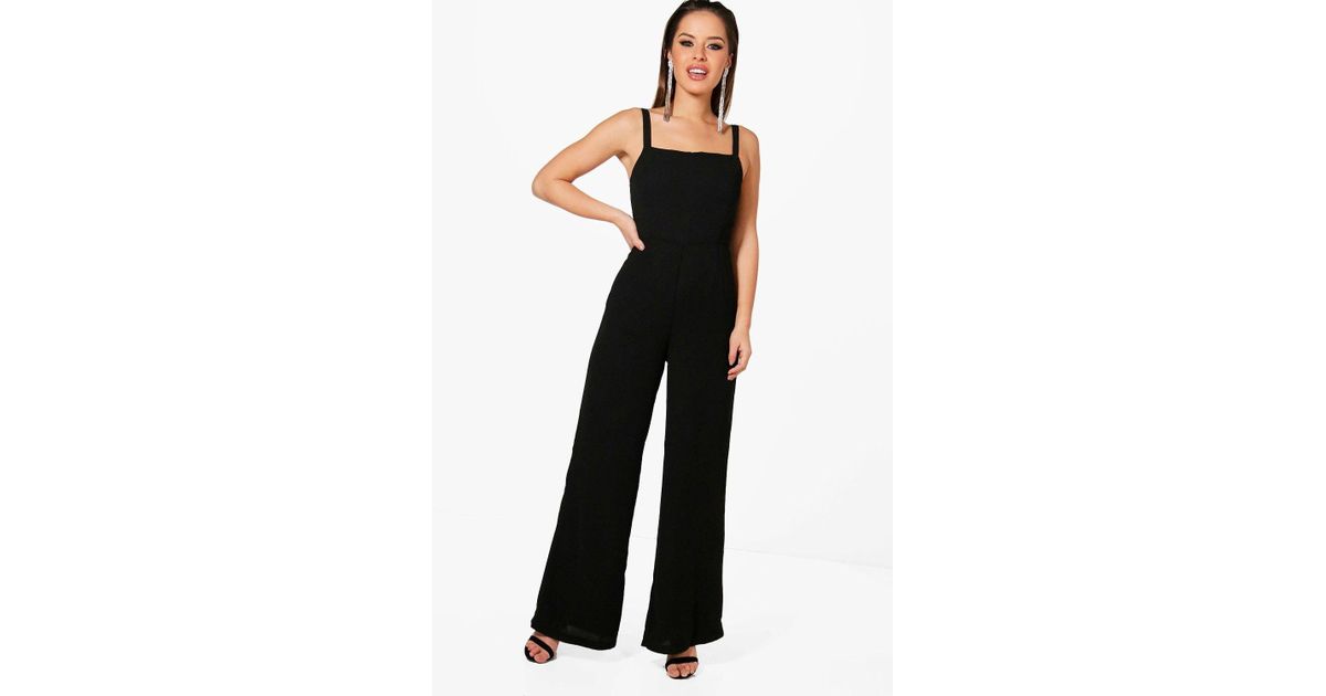 square neck wide leg jumpsuit