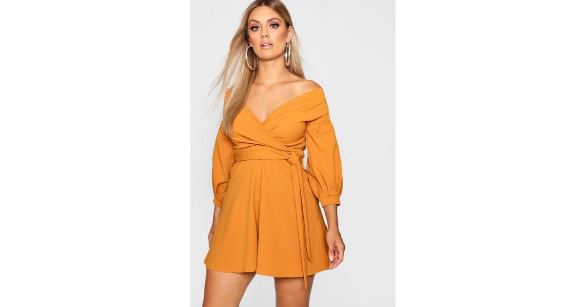 boohoo yellow skater dress