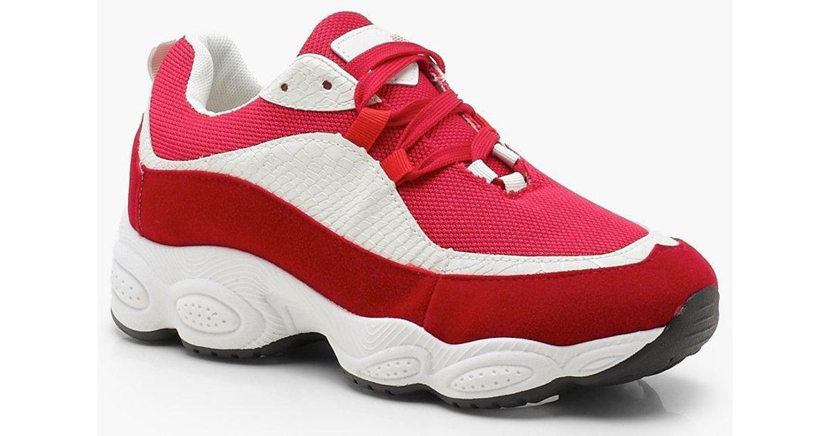 red chunky trainers