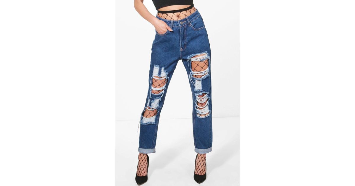 mom jeans with fishnets