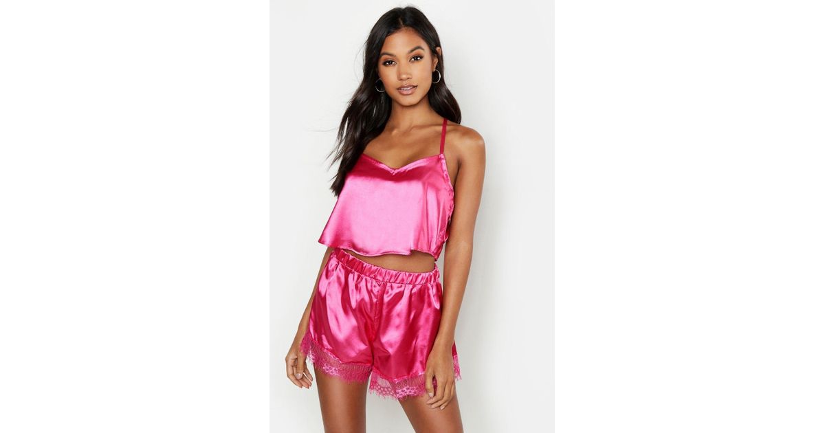 hot pink satin cami