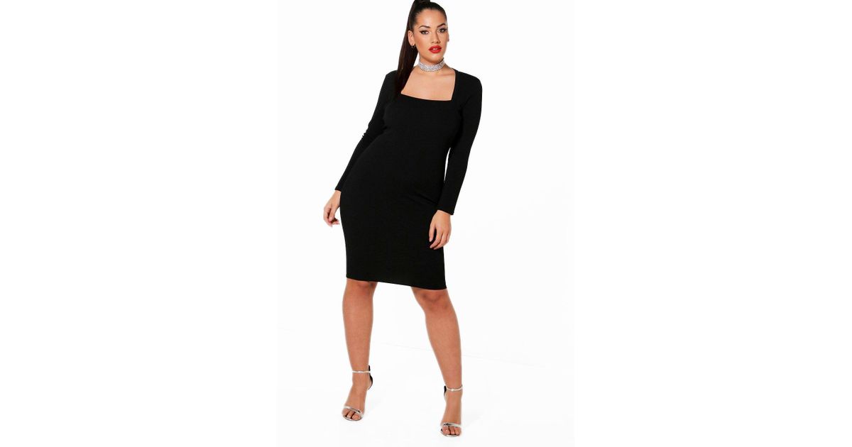 boohoo black long sleeve dress