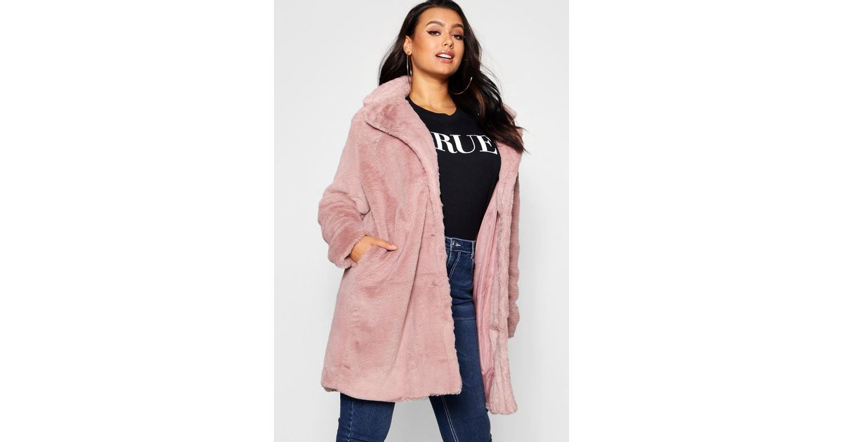 plus size pink fur jacket