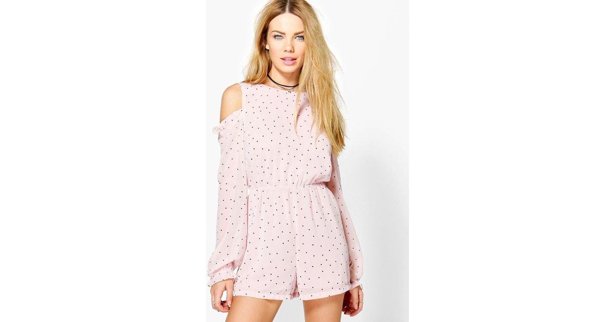 polka dot playsuit boohoo