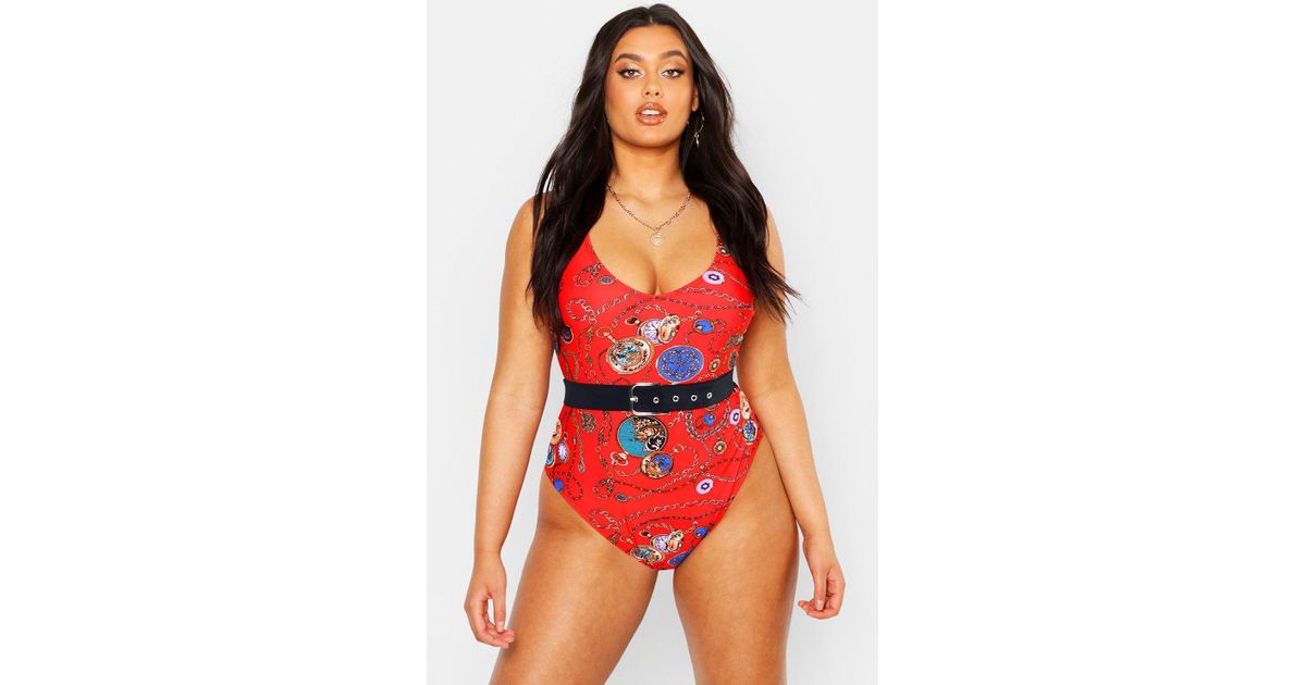 plunge belted swimsuit