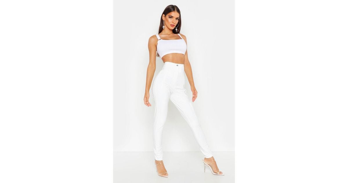 white vinyl trousers