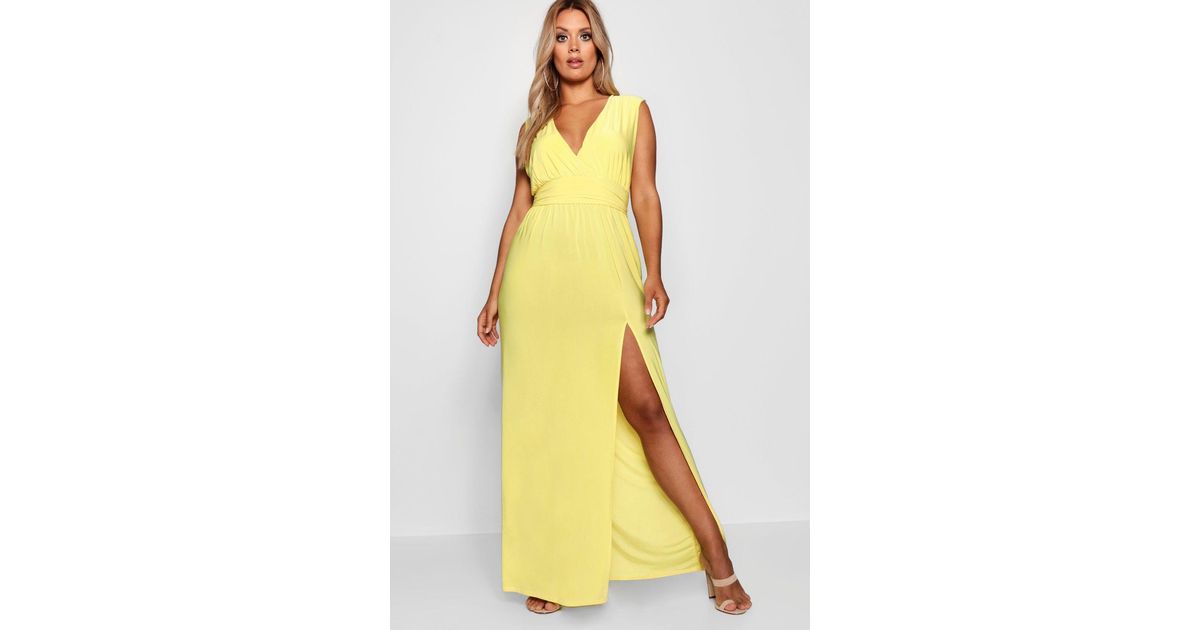 plus slinky plunge split maxi dress