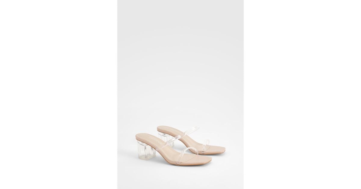 Clear mules kitten heel hot sale