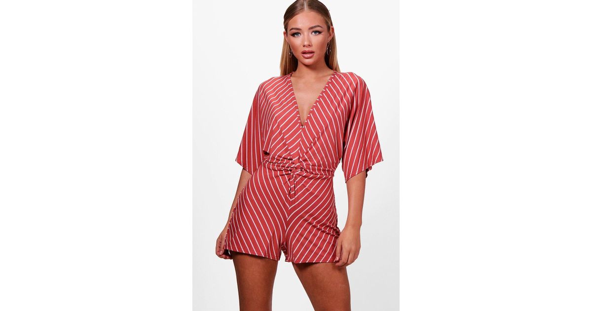 boohoo striped playsuit