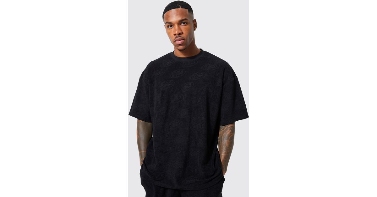 Boohoo Oversized Debossed Man T-shirt in Black for Men | Lyst