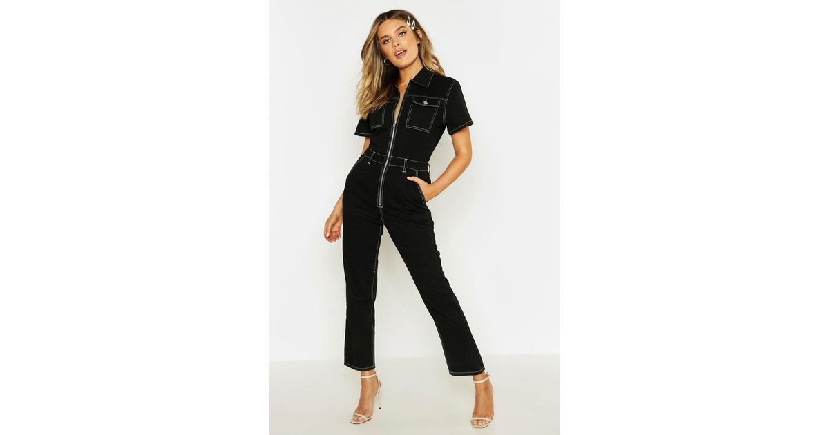 black short sleeve boiler suit