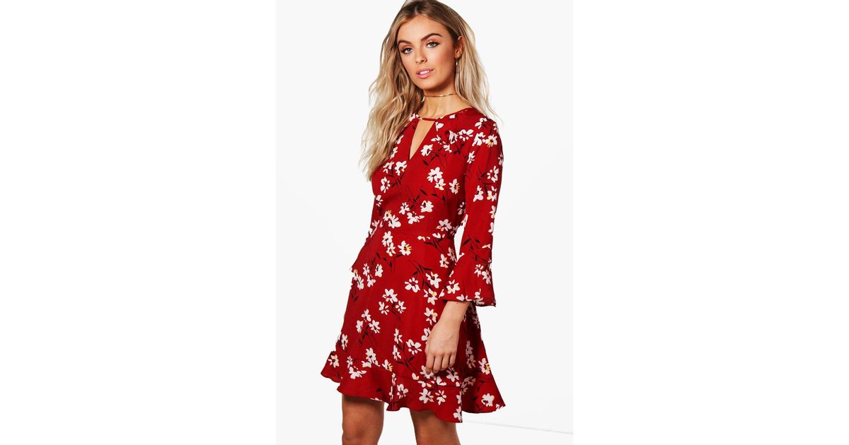 boohoo ruffle tea dress