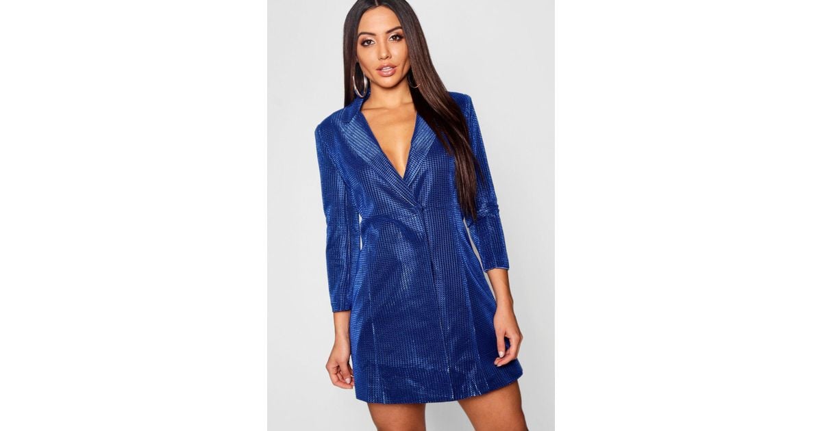 boohoo metallic blazer dress