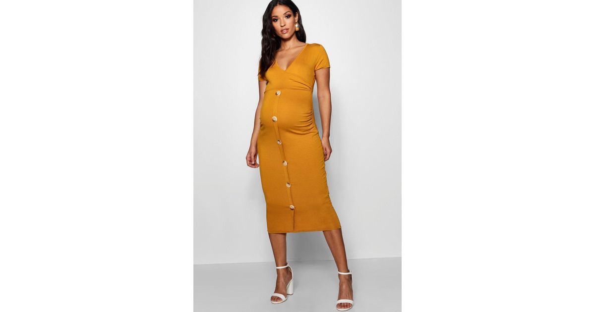 Boohoo Maternity Wrap Front Horn Button 