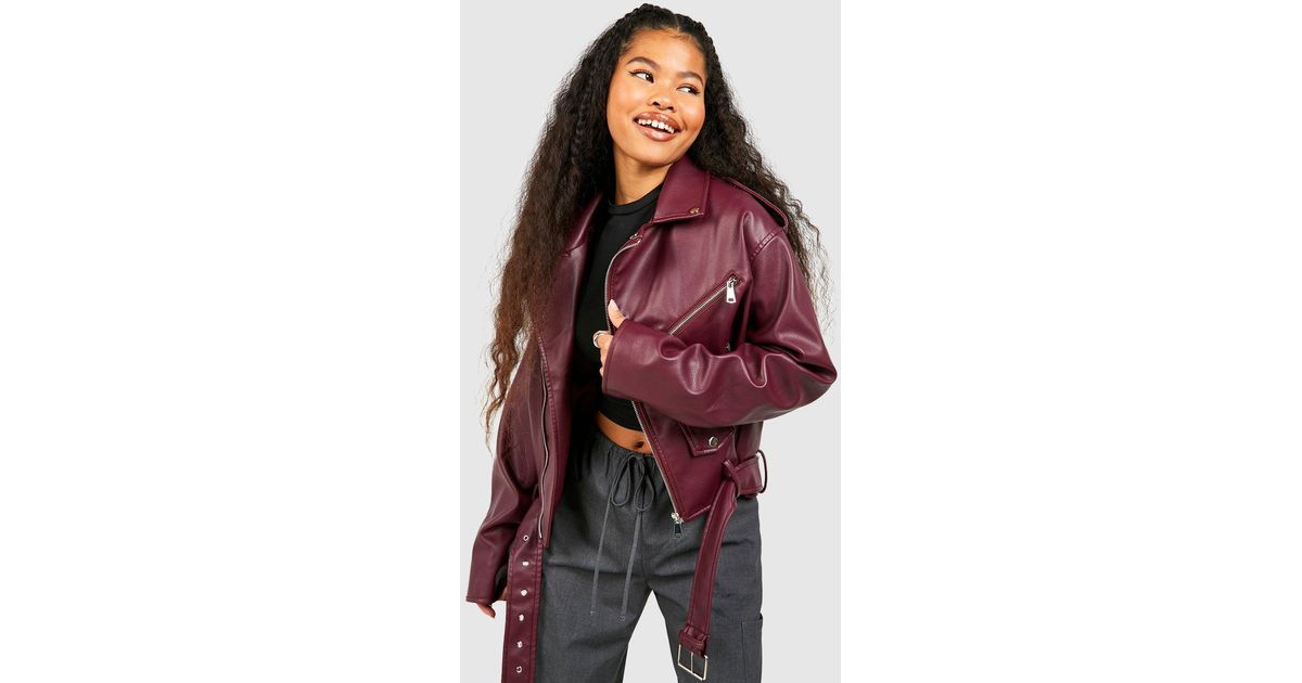Vintage Look Oversized Faux Leather Bomber Jacket