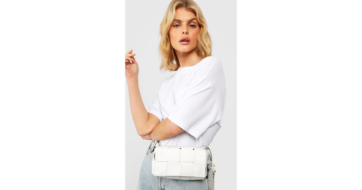 Boohoo Woven Bum Bag in White Lyst