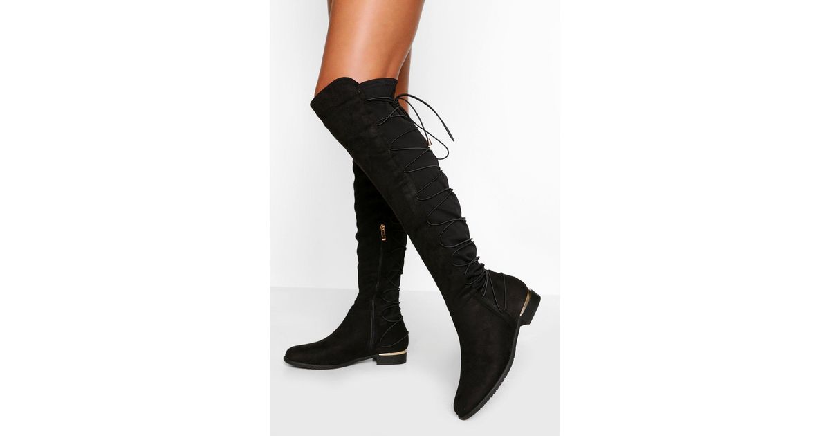 lace back knee high boots