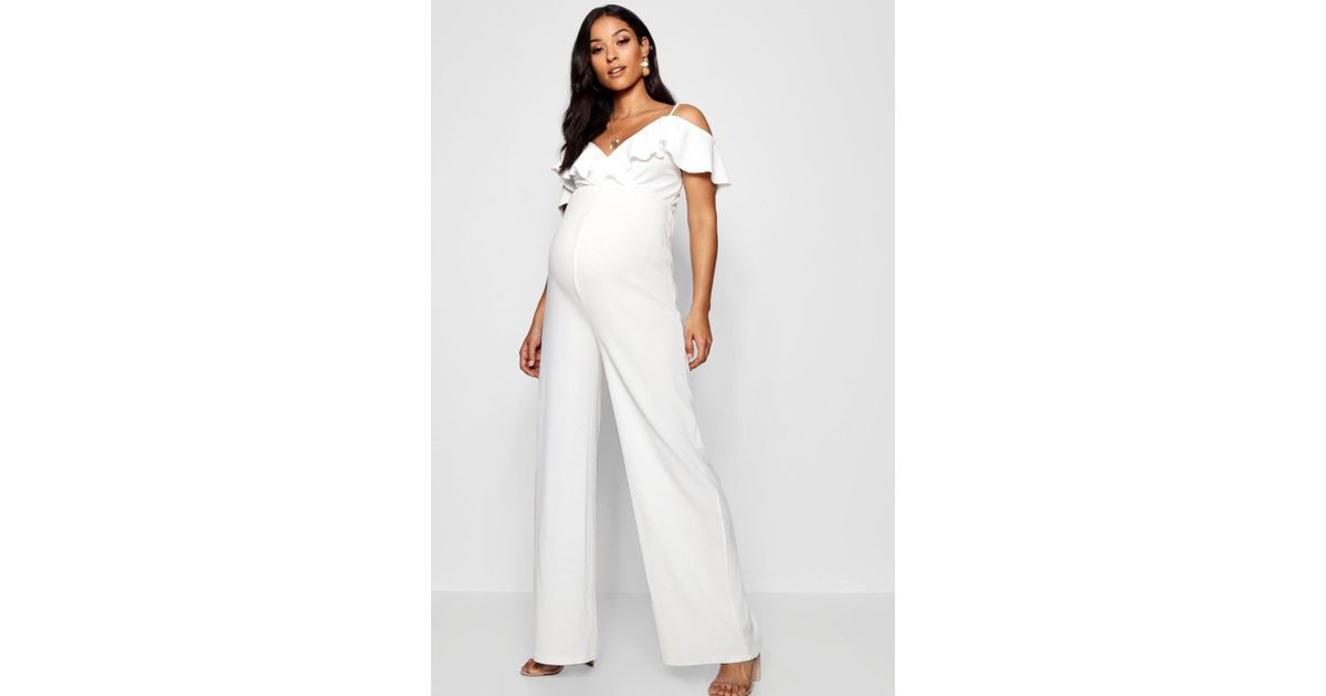 all white maternity jumpsuit