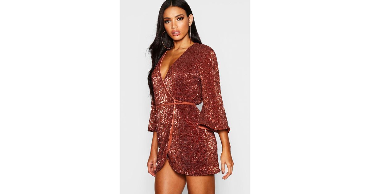 boohoo red sequin dress