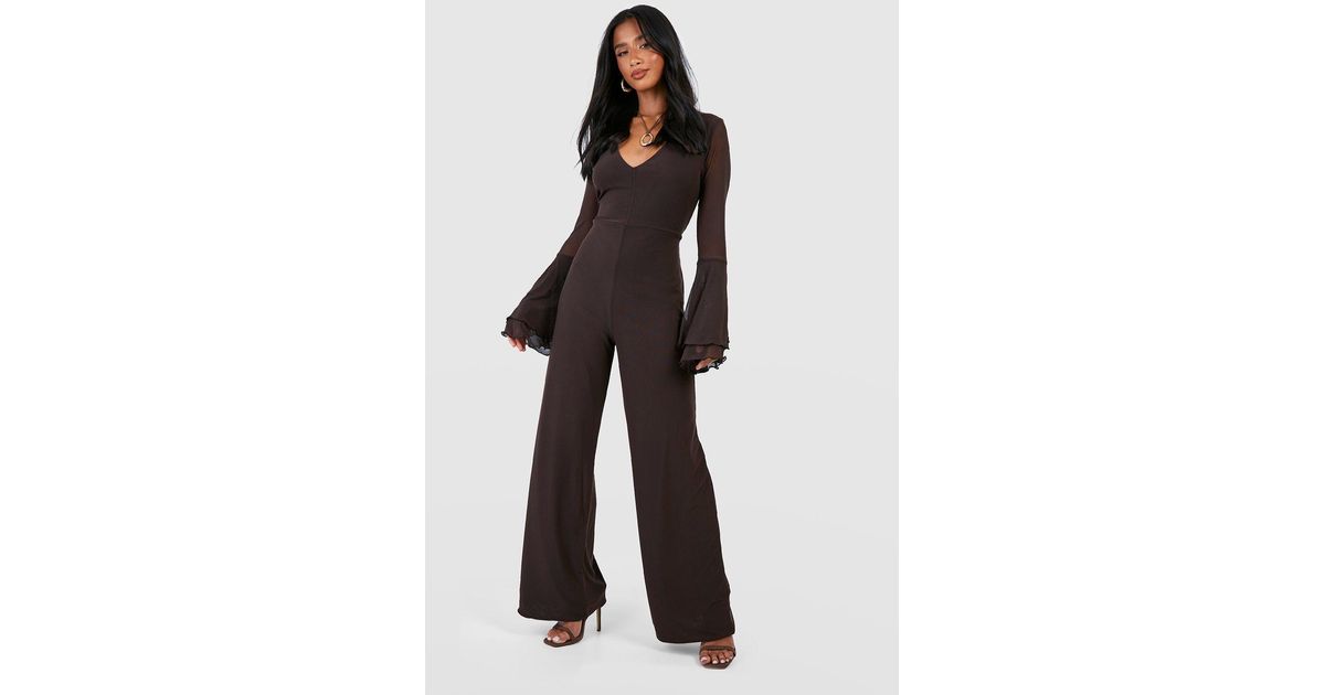 Petite Spot Cape Sleeve Belted Jumpsuit