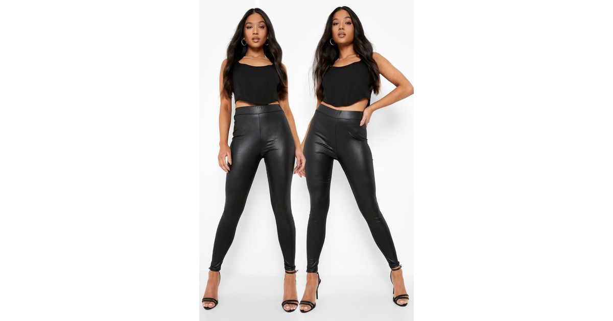 Boohoo Petite High Waist Wet Look 