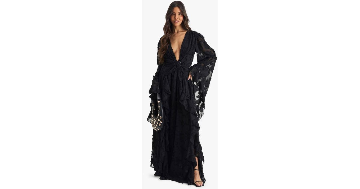 Boohoo Textured Split Cut Out Maxi Dress in Black | Lyst Boohoo Textured Split Cut Out Maxi Dress in Black | Lyst