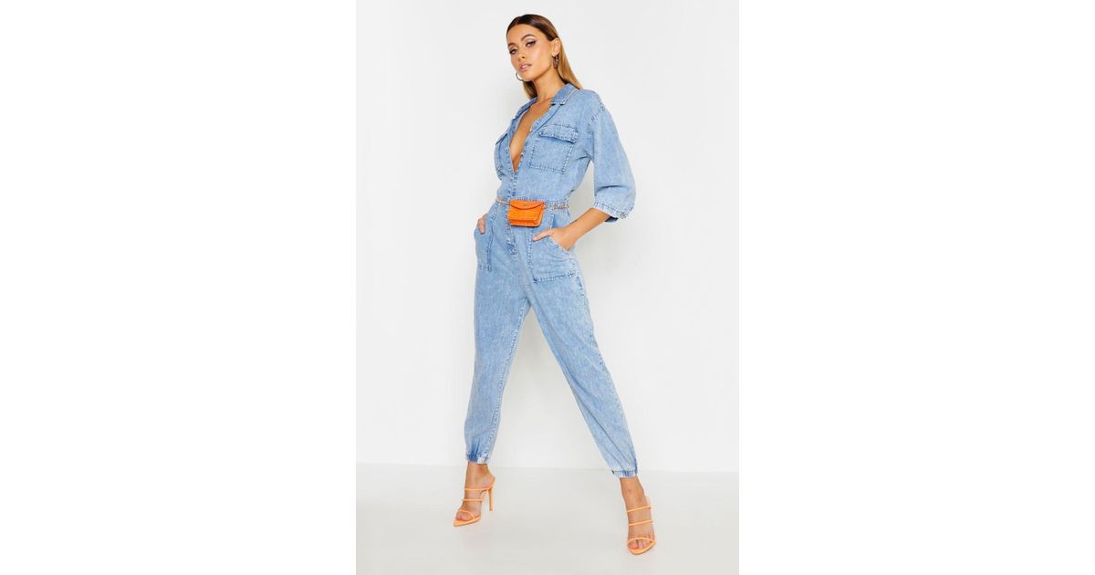 boohoo denim boiler suit
