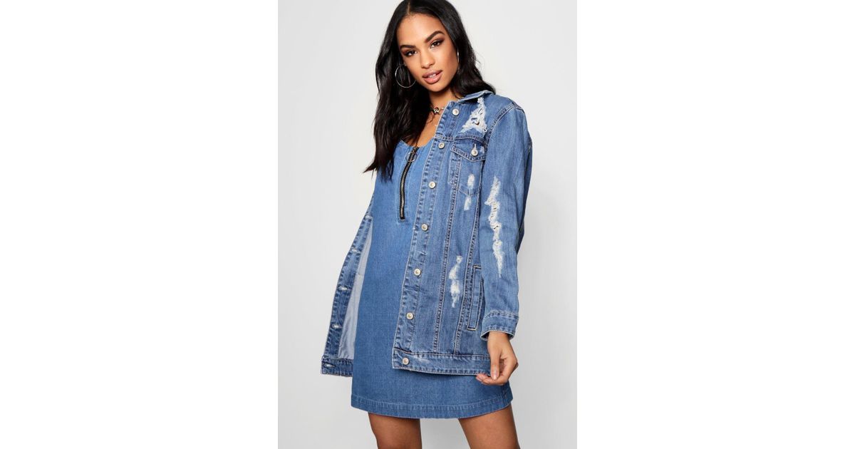 boohoo distressed denim jacket