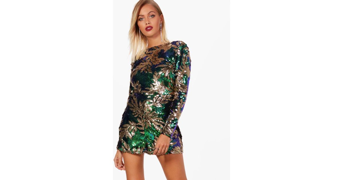 long sleeve sequin playsuit