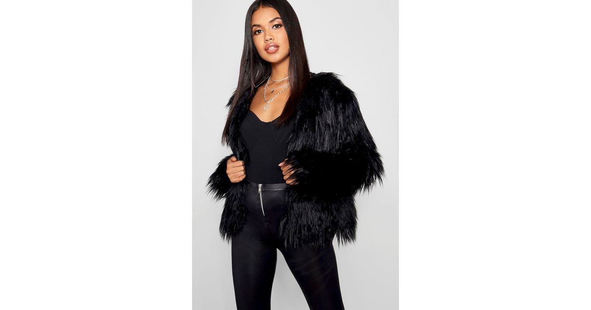 black shaggy jacket