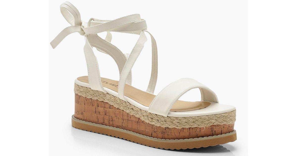 Boohoo Wrap Strap Espadrille Flatforms 