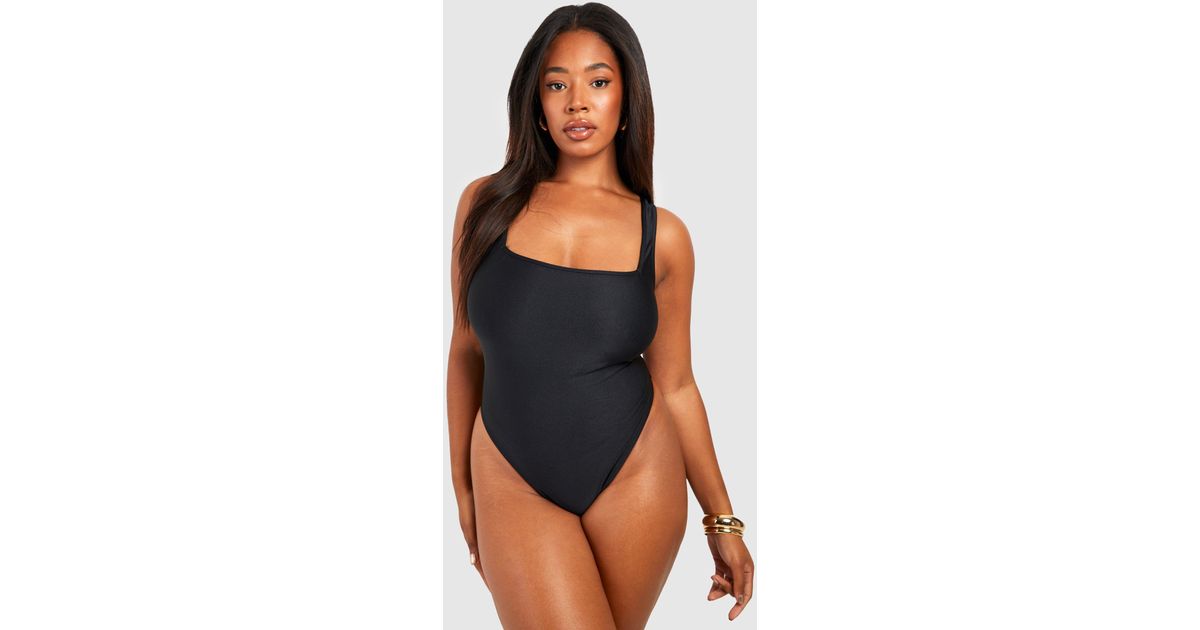 Boohoo Plus Square Neck Bathing Suit in Black Lyst