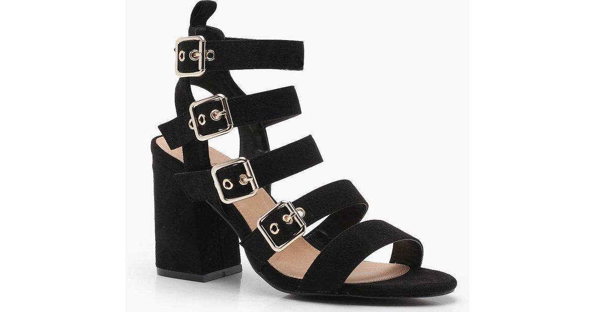 multi buckle heels