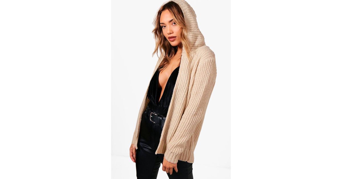 tan hooded cardigan