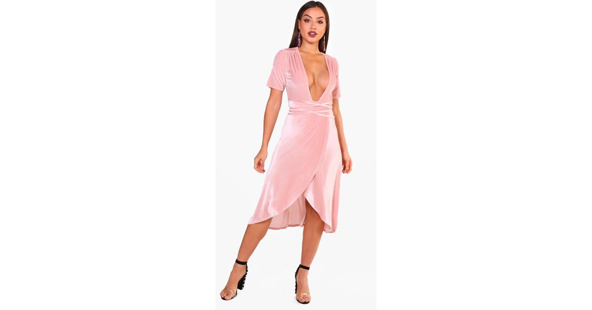 boohoo angel sleeve midi skater dress