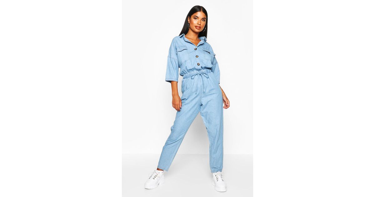 boohoo denim boiler suit