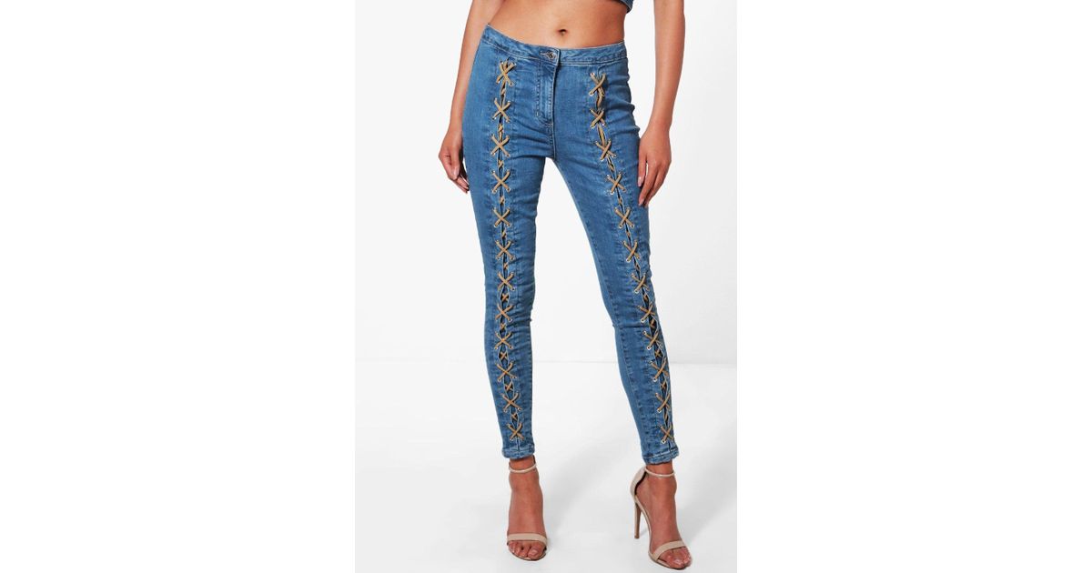 jeans lace up front