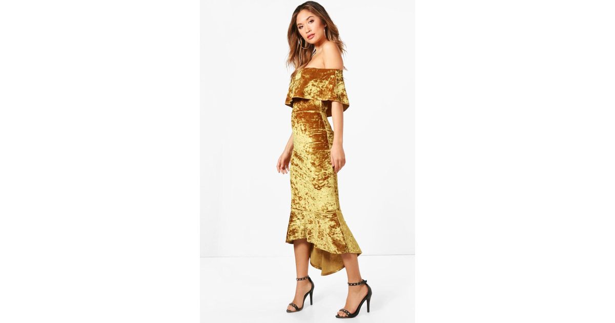 boohoo gold dress