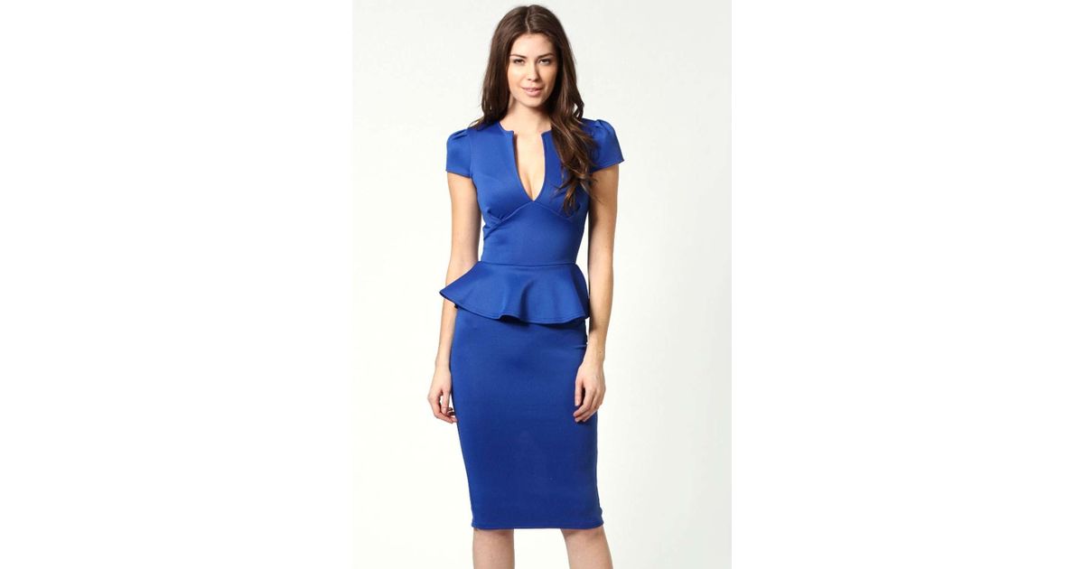 peplum midi dress with sleeves