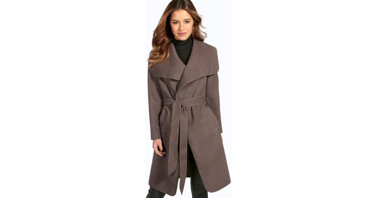 petite shawl collar wrap coat