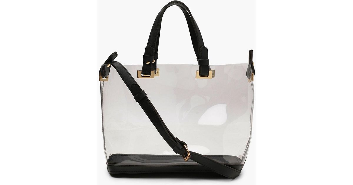 Boohoo Black Karen Clear Beach Bag