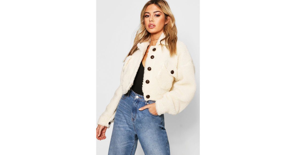cropped teddy trucker jacket