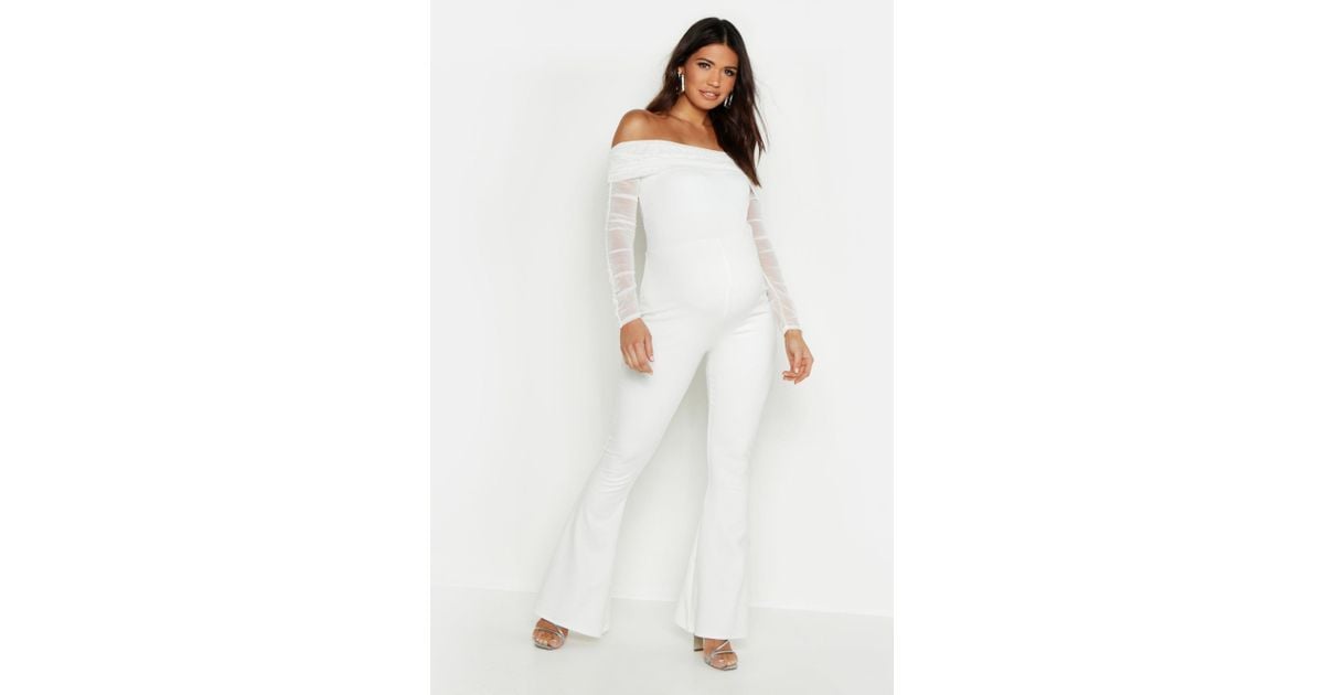 mesh bardot jumpsuit