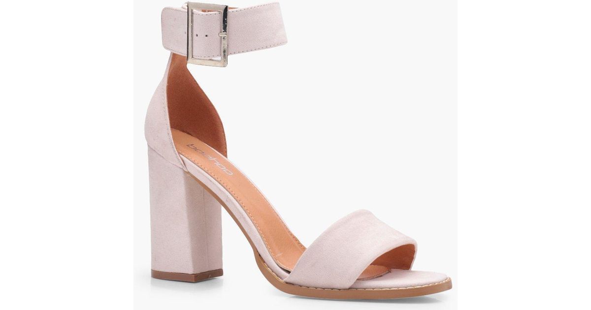 baby pink block heels