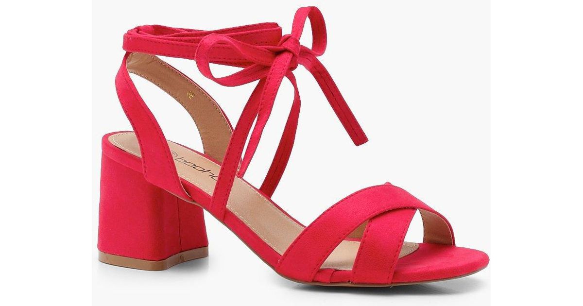 red wide fit block heels